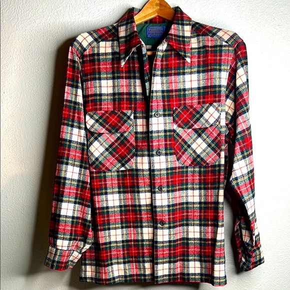 Vintage Pendleton Loop Collar Tartan Virgin Wool Plaid Board Shirt 50’s | 60’s - Picture 7 of 15